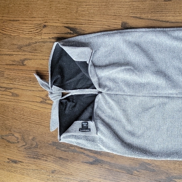 Y2K Vintage Strapless Tube Knit Wool Gray Mini Bare Shoulder Dress Bow Front Tie - Picture 8 of 11